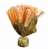 Foil Pom Pom Balloon Weight Gold And White