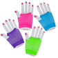 Neon Fishnet Fingerless Wrist Gloves purple hot pink blue or neon green