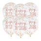Clear rose gold balloons with confetti happy birthday