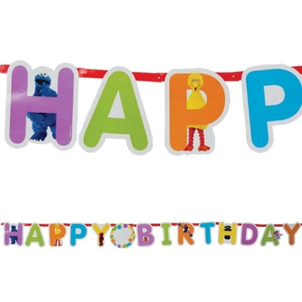 Sesame street add-an-age jumbo letter banner kit Happy Birthday