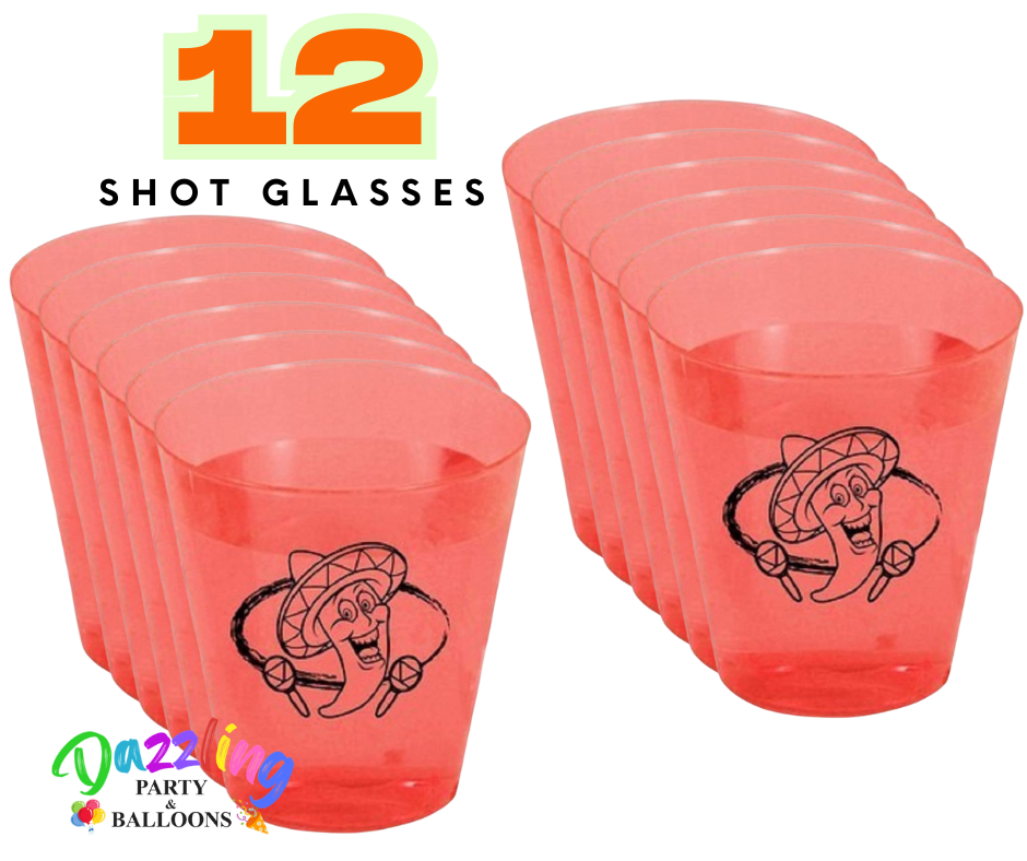 Happy Cinco De Mayo Plastic Shot Glasses Set of 12