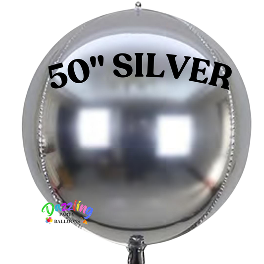 Giant Huge 4 feet Silver Orb Sphere Balloon