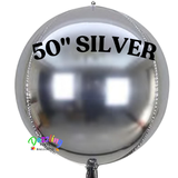 Giant Huge 4 feet Silver Orb Sphere Balloon