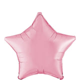 19" Star Shaped Solid Color Foil Balloon Pearl Pastel Pink