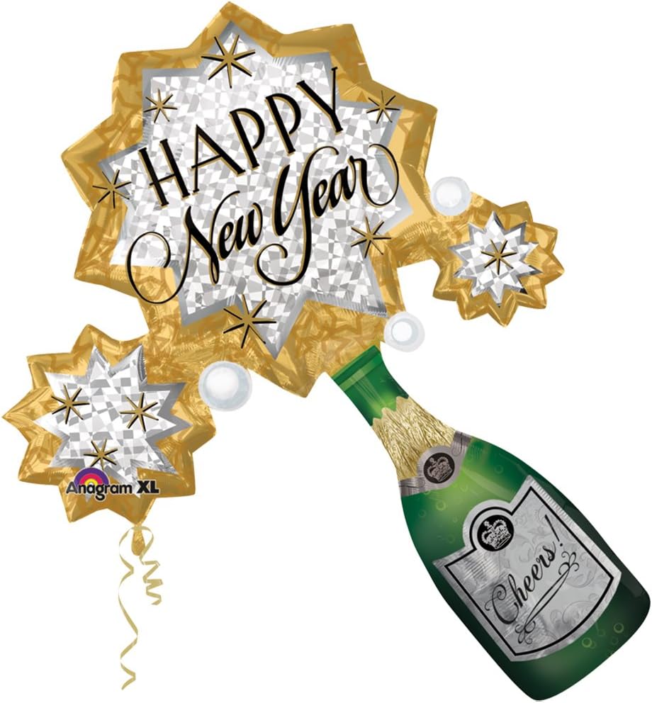 Happy New Year Supershape Foil Balloon Champagne Bottle