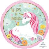 Anagram 18" Believe In Unicorn Round Foil Balloon