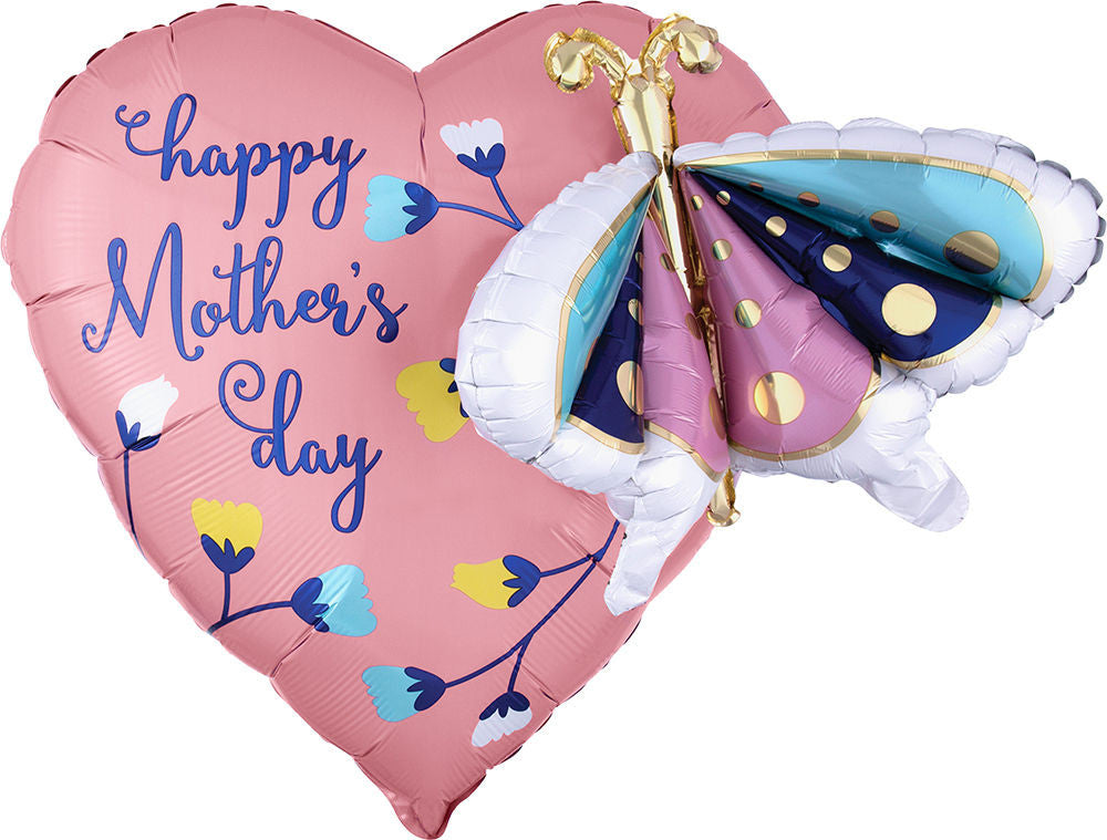 Gorgeous Dainty Butterfly Heart Balloon for Mom