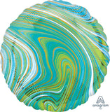 Marblez Swirls 18" Green Blue Foil Balloon