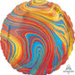 Marblez Swirls 18" Red Blue Gold Yellow Round Foil Balloon