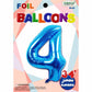 34" Blue Number 4 Supershape Decorative Foil Balloon