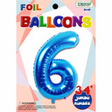 Jumbo Supershape #6 Blue Birthday Foil Balloon