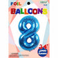 34" Blue Number 8 Supershape Decorative Foil Balloon