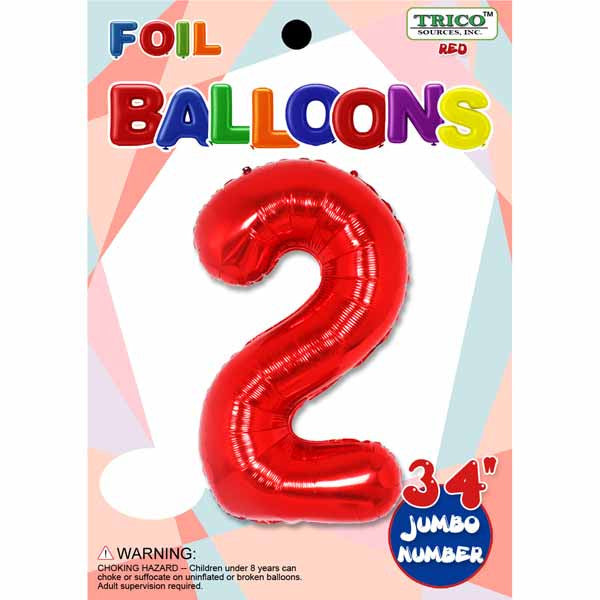 Jumbo Supershape #2 Red Birthday Foil Balloon