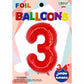 34" Red Number 3 Supershape Decorative Foil Balloon