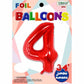 Jumbo Supershape #4 Red Birthday Foil Balloon