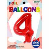 Jumbo Supershape #4 Red Birthday Foil Balloon