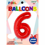 Jumbo Supershape #6 Red Birthday Foil Balloon