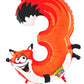 Zooloons 40" Number 3 Fox Supershape Decorative Non-Foil Balloon Party Decor
