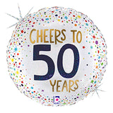 18" Cheers To 50 Years Round Glitter Holographic Foil Balloon