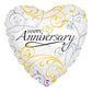 Silver Filigree Anniversary Heart Balloon Gold White