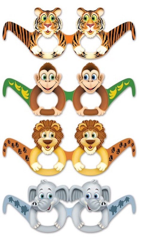 Jungle Animal Theme Large Glasses Fun Party Photo Prop 12 PCS