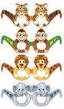 Jungle Animal Theme Large Glasses Fun Party Photo Prop 12 PCS