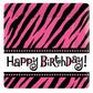 Hot Pink Zebra Print Birthday Dessert Plates