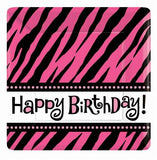 Hot Pink Zebra Print Birthday Dessert Plates