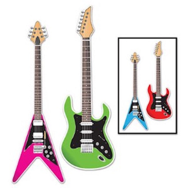 Electric Guitar Rock N' Roll Jumbo Cutouts Party Wall Decor 2 PCS