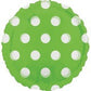 18" Round Lime with White Polka Dots Mylar Balloon