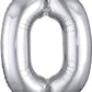 34" Silver Number 0 Supershape Decorative Foil Balloon