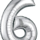 34" Silver Number 6 Supershape Decorative Foil Balloon