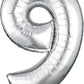 34" Silver Number 9 Supershape Decorative Foil Balloon