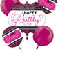5 Balloons Happy Birthday Bouquet Pink Black