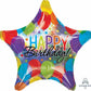 Anagram Jumbo 28" Happy Birthday Star Holographic Foil Balloon Party Decor
