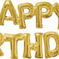 Happy Birthday Gold Block Lettering Air Filled Balloons
