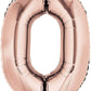 Number 0 Balloon in Rose Gold