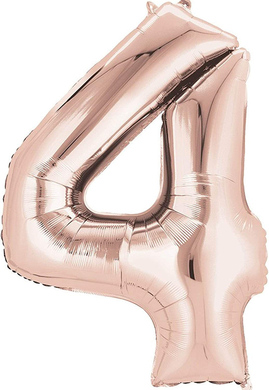 Number 4 Balloon in Rose Gold