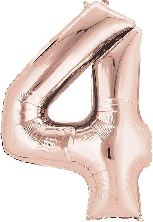 Number 4 Balloon in Rose Gold