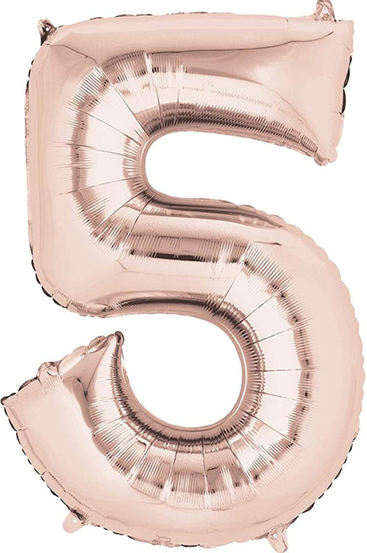 Number 5 Balloon in Rose Gold