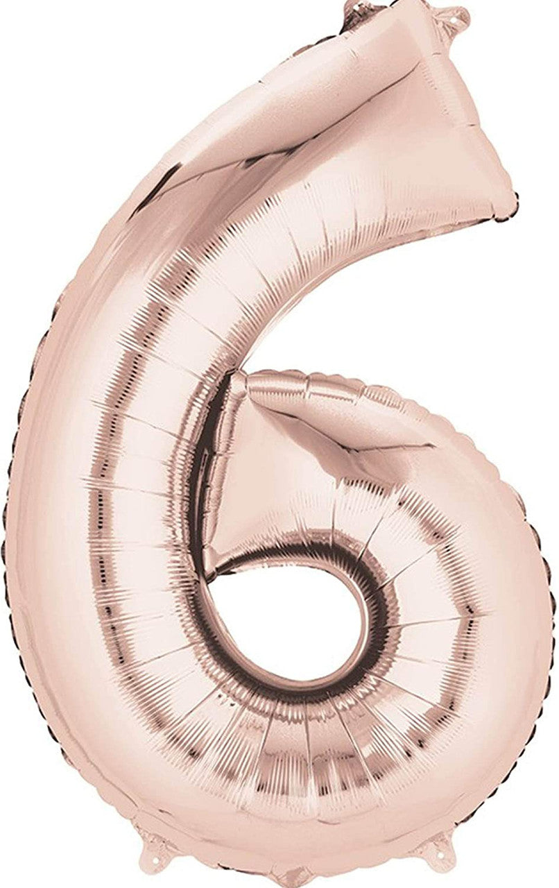Number 6 Balloon in Rose Gold