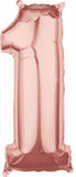 16" Air-Filled No. 1 Shape Foil Balloon Decoration Rose Gold