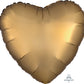 Anagram 18" Gold Sateen Heart Satin Luxe Shimmering Matte Decorative Foil Balloon Party Decor