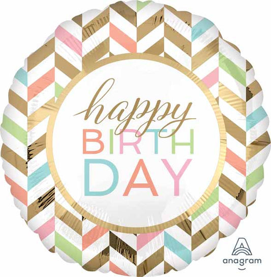 Anagram 28" Jumbo Pastel Chevron Happy Birthday Foil Balloon Party Decor