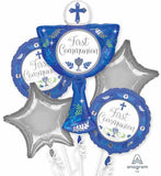 Blue First Communion Balloons Bouquet