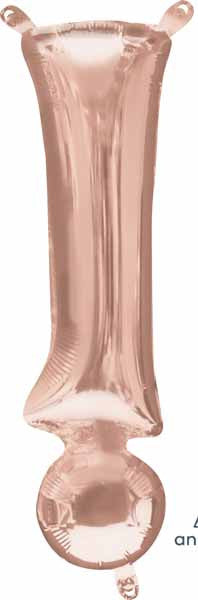 16" Air-Filled Exclamation Point ! Shape Foil Balloon Rose Gold