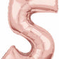 16" Air-Filled No. 5 Shape Foil Balloon Decoration Rose Gold