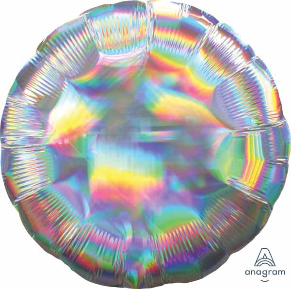 18" Round Iridescent Silver Foil Balloon