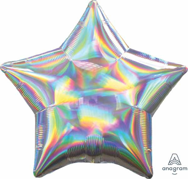 19" Star Shaped Solid Color Foil Balloon Iridescent Silver