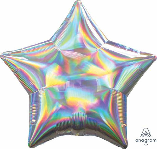 19" Star Shaped Solid Color Foil Balloon Iridescent Silver